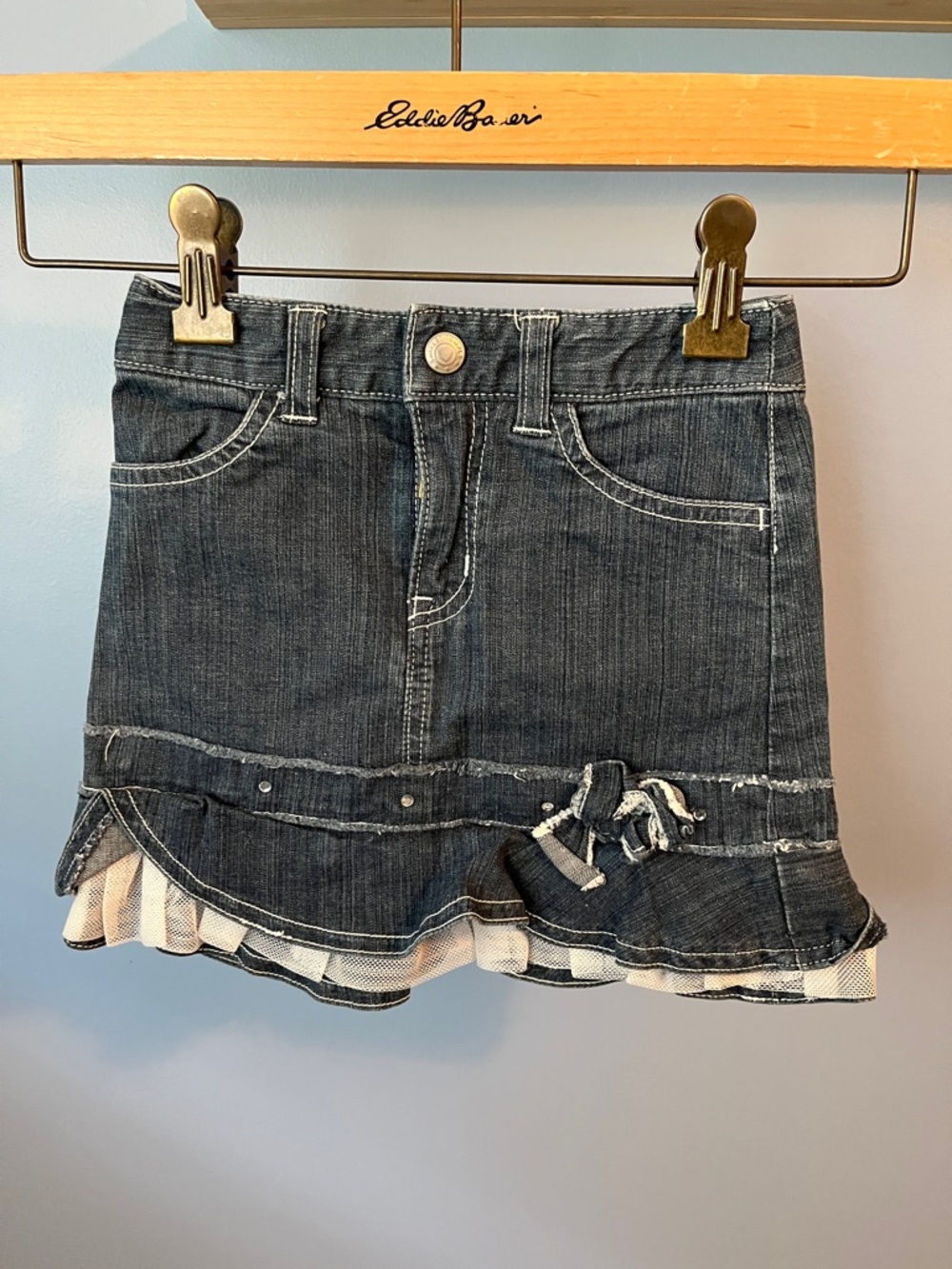 Kids Denim Ruffle Skirt - Dark Wash